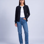 Black Fitted Cardigan Crew Neck Button Front Knitted Cardigan Classic Slim Fit