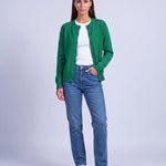 Dark Green Fitted Cardigan Crew Neck Button Front Knitted Cardigan Classic Slim Fit