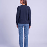 Navy Blue Fitted Cardigan Crew Neck Button Front Knitted Cardigan Classic Slim Fit