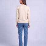 Cream Fitted Cardigan Crew Neck Button Front Knitted Cardigan Classic Slim Fit