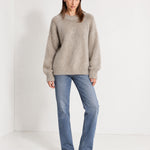 Grey Fluffy Jumper Oversized Soft Knit Sweater with Round Neck