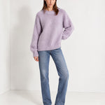 Lavender Fluffy Jumper Oversized Soft Knit Sweater with Round Neck