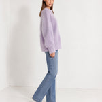 Lavender Fluffy Jumper Oversized Soft Knit Sweater with Round Neck