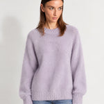 Lavender Fluffy Jumper Oversized Soft Knit Sweater with Round Neck