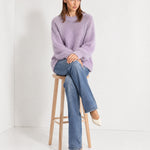 Lavender Fluffy Jumper Oversized Soft Knit Sweater with Round Neck