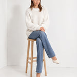 White Fluffy Jumper Oversized Soft Knit Sweater with Round Neck