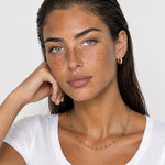 Beaded Chain Necklace Gold Tone Green Accent
