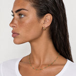 Beaded Chain Necklace Gold Tone Green Accent