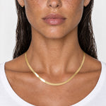 Herringbone Necklace Gold Tone Flat Snake Chain