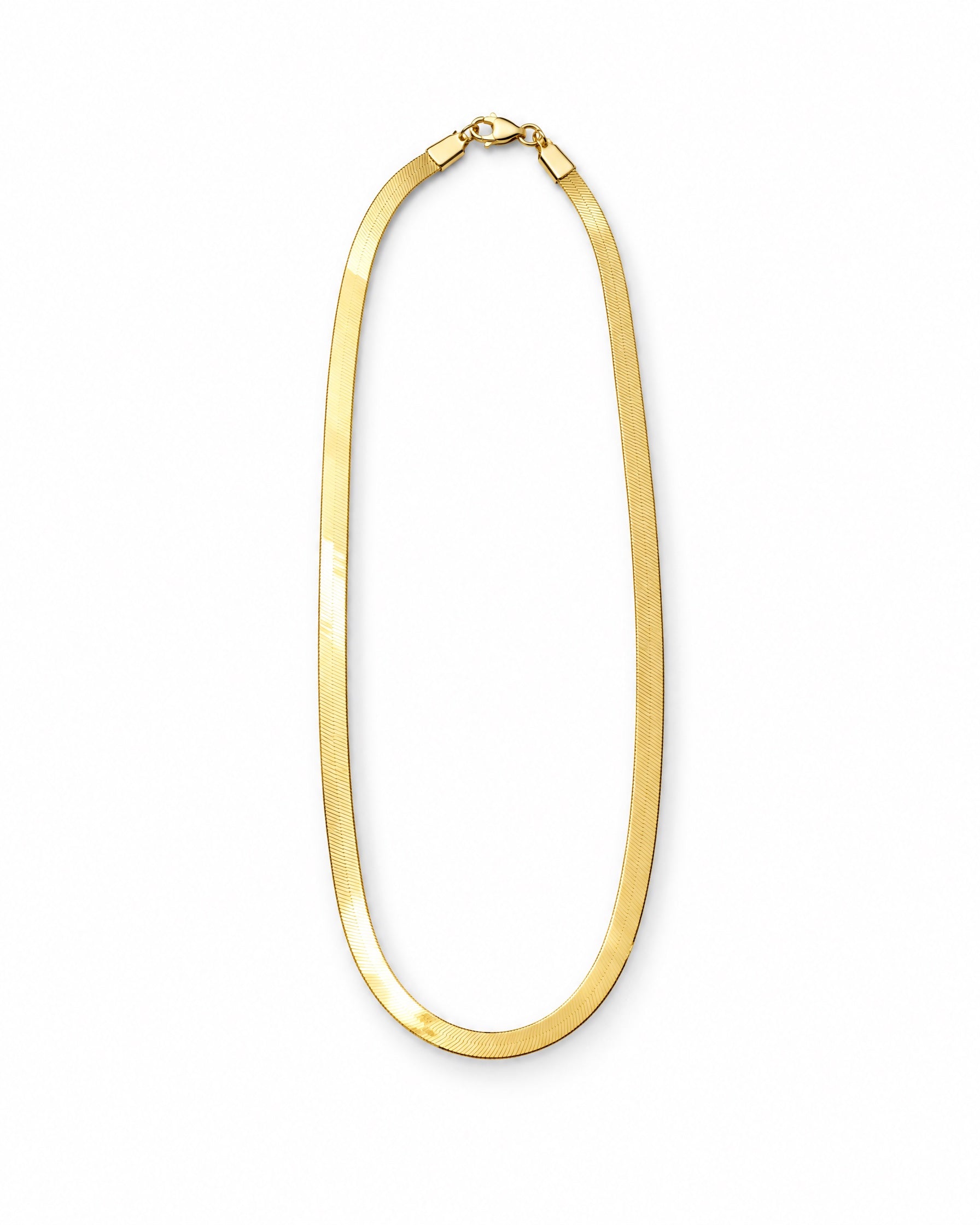 Herringbone Necklace Gold Tone Flat Snake Chain
