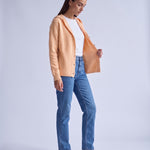 Apricot Hooded Cardigan Knitted Button Front Cardigan with Hood Relaxed Fit