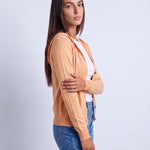 Apricot Hooded Cardigan Knitted Button Front Cardigan with Hood Relaxed Fit