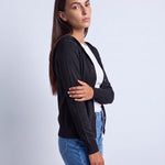 Black Hooded Cardigan Knitted Button Front Cardigan with Hood Relaxed Fit