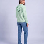 Green Hooded Cardigan Knitted Button Front Cardigan with Hood Relaxed Fit