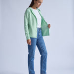 Green Hooded Cardigan Knitted Button Front Cardigan with Hood Relaxed Fit