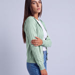 Green Hooded Cardigan Knitted Button Front Cardigan with Hood Relaxed Fit