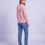 Pink Hooded Cardigan Knitted Button Front Cardigan with Hood Relaxed Fit