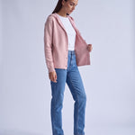 Pink Hooded Cardigan Knitted Button Front Cardigan with Hood Relaxed Fit