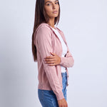 Pink Hooded Cardigan Knitted Button Front Cardigan with Hood Relaxed Fit