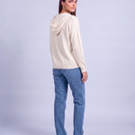 White Hooded Cardigan Knitted Button Front Cardigan with Hood Relaxed Fit