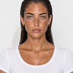 Initial Necklace Gold Tone Bubble Letter Pendant - Gold