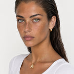 Initial Necklace Gold Tone Bubble Letter Pendant