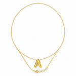 Initial Necklace Gold Tone Bubble Letter Pendant