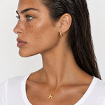 Initial Necklace Gold Tone Bubble Letter Pendant