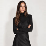 Black Slip Dress Lace Trim Asymmetric Hem