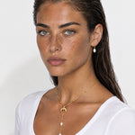 Lariat Necklace Gold Tone Crescent Drop Chain