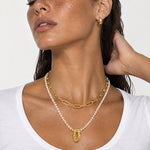Layered Necklace Gold Tone Chain and Beads