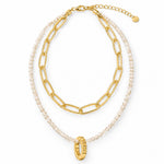 Layered Necklace Gold Tone Chain and Beads