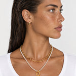 Layered Necklace Gold Tone Chain and Beads