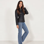 Black Lightweight Puffer Jacket Stand Collar