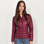 Burgundy Lightweight Puffer Jacket Stand Collar