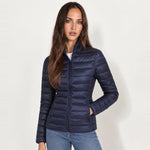 Navy Lightweight Puffer Jacket Stand Collar