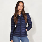Navy Lightweight Puffer Jacket Stand Collar