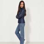 Navy Lightweight Puffer Jacket Stand Collar