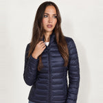 Navy Lightweight Puffer Jacket Stand Collar