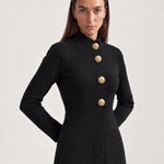 Black Long Cardigan Womens Maxi Knitted Coatigan with Gold Buttons and Soft Knit