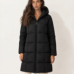 Black Quilted Puffer Coat Long Hooded