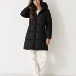 Black Quilted Puffer Coat Long Hooded