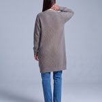 Gray Long Cardigan Knitted Longline Button Front Cardigan Relaxed Fit Chunky Knit