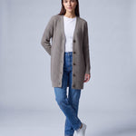Gray Long Cardigan Knitted Longline Button Front Cardigan Relaxed Fit Chunky Knit