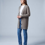 Gray Long Cardigan Knitted Longline Button Front Cardigan Relaxed Fit Chunky Knit