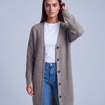 Gray Long Cardigan Knitted Longline Button Front Cardigan Relaxed Fit Chunky Knit