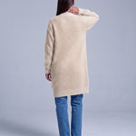 Off-White Long Cardigan Knitted Longline Button Front Cardigan Relaxed Fit Chunky Knit