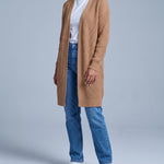 Yellow Camel Long Cardigan Knitted Longline Button Front Cardigan Relaxed Fit Chunky Knit