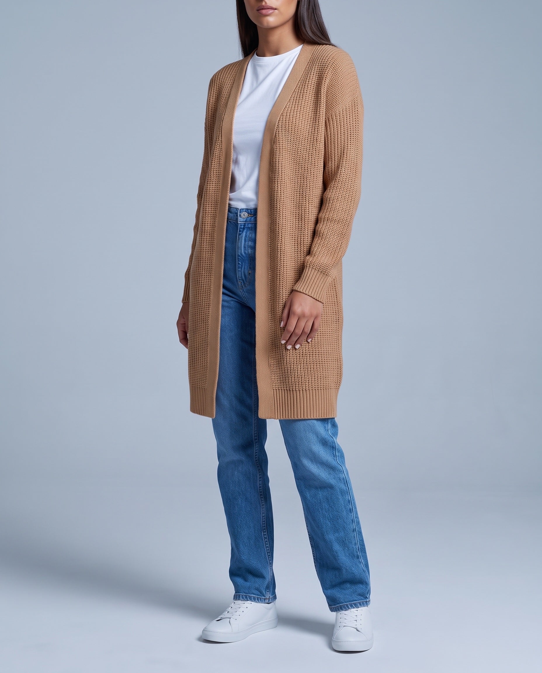 Yellow Camel Long Cardigan Knitted Longline Button Front Cardigan Relaxed Fit Chunky Knit
