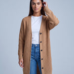 Yellow Camel Long Cardigan Knitted Longline Button Front Cardigan Relaxed Fit Chunky Knit